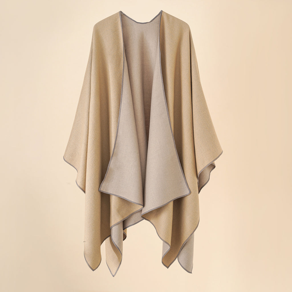 Damen Wohlfühl-Poncho aus weichem Wollmix mit elegantem Schnitt WW