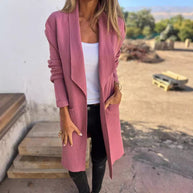 Damen lässiger oversize Mantel mit offenem Kragen und praktischen Taschen WW