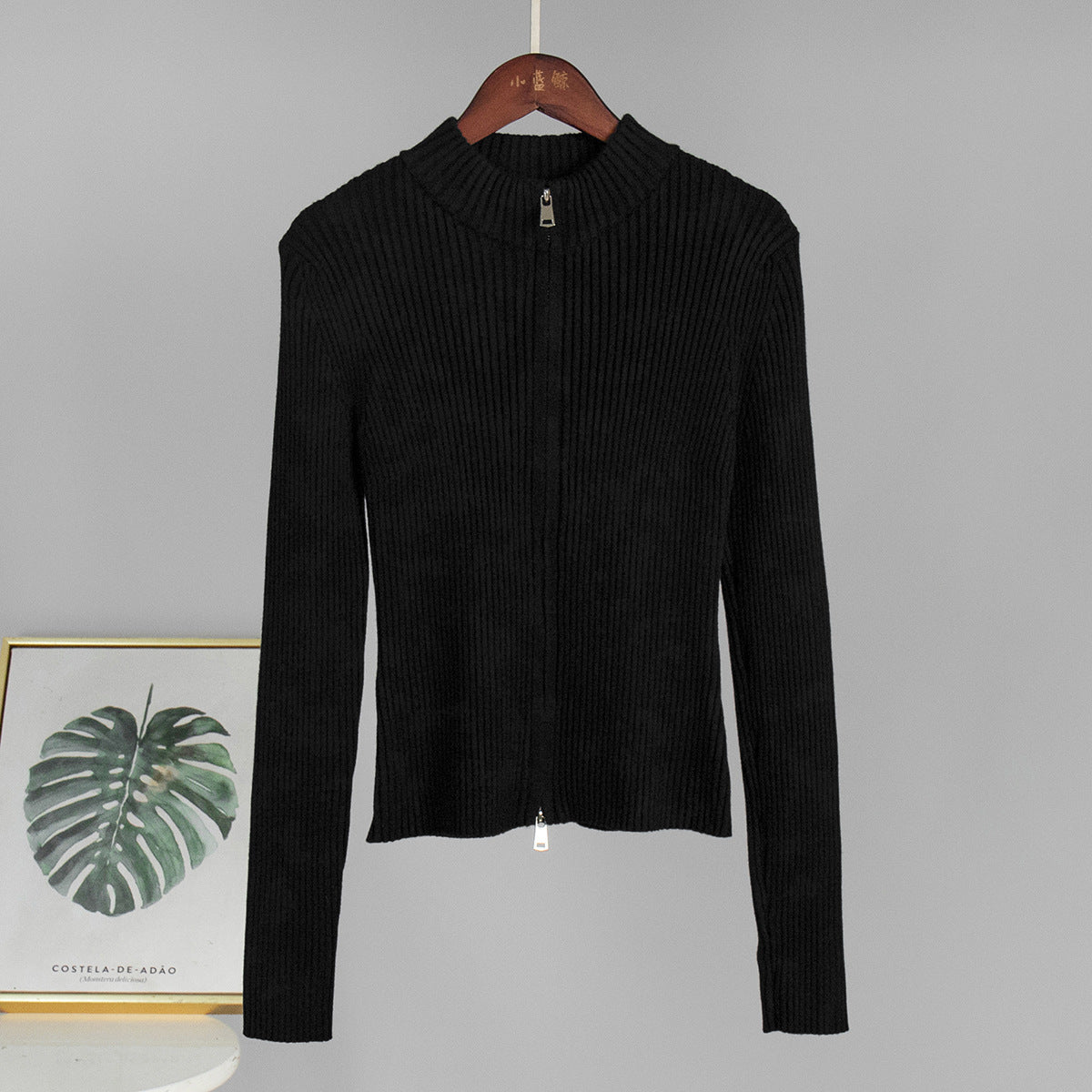 Damen sportlicher Strickpullover mit hohem Kragen WW