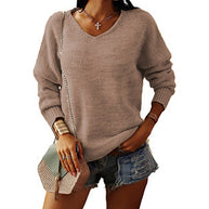 Damen Strickpullover mit V-Ausschnitt und lässiger Passform WW