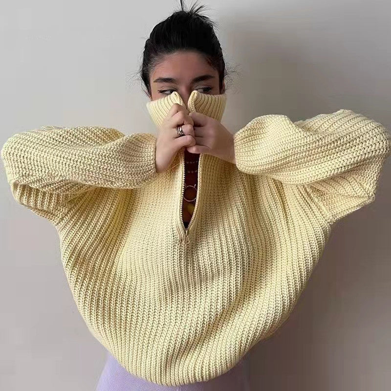 Damen Strickpullover mit Stehkragen WW