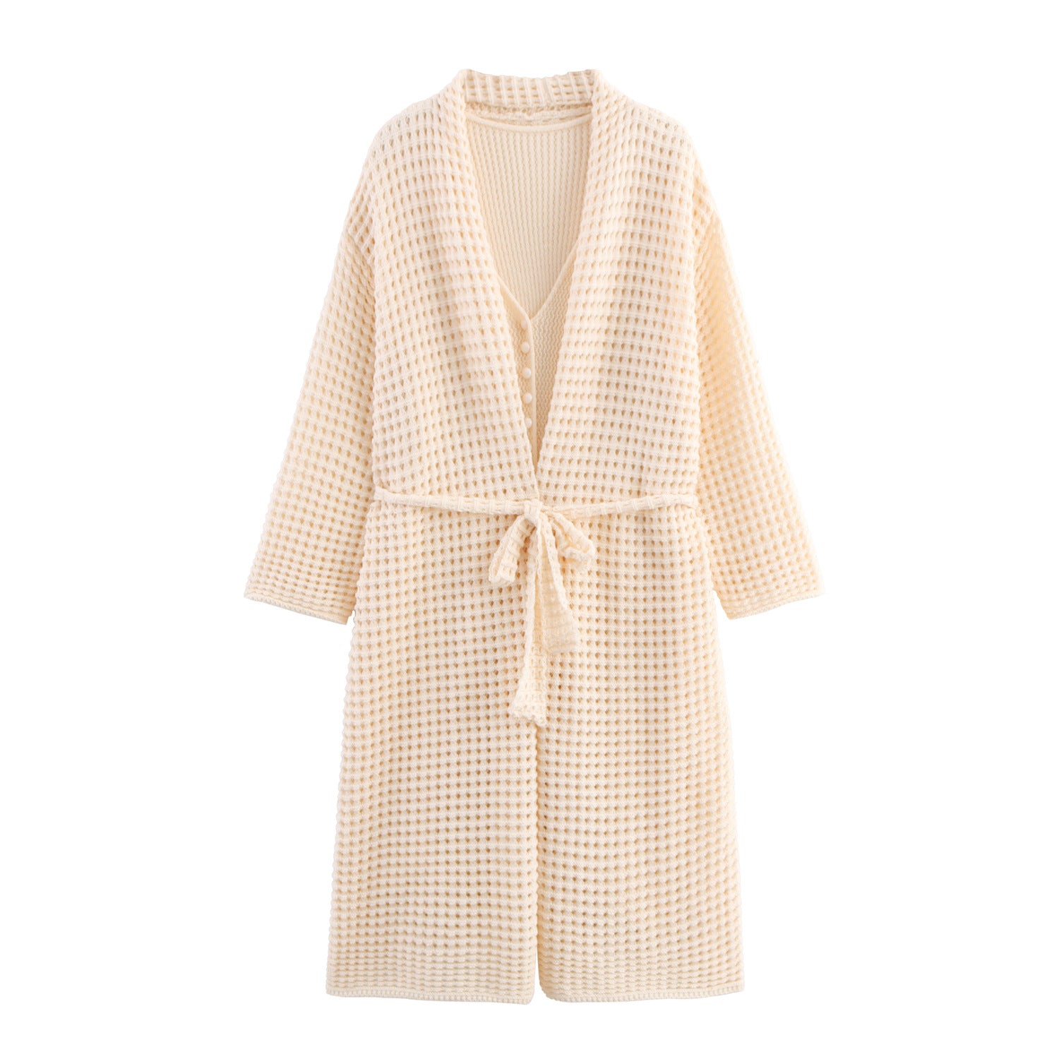 Damen Strickcardigan mit asymmetrischem Design und elegantem Taillengürtel WW