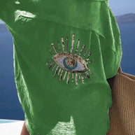 WW | Reverskragen Baumwoll-Leinen-Shirt für Frühling/Sommer