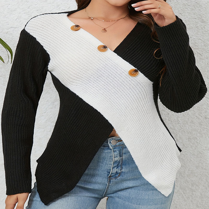 Damen Strickcardigan mit asymmetrischem Schnitt und Holzknöpfen WW