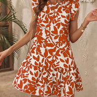 Damen Sommerkleid mit Rüschendetails und floralem Muster WW