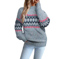 Damen Strickpullover mit modernem geometrischem Muster und oversized Schnitt WW
