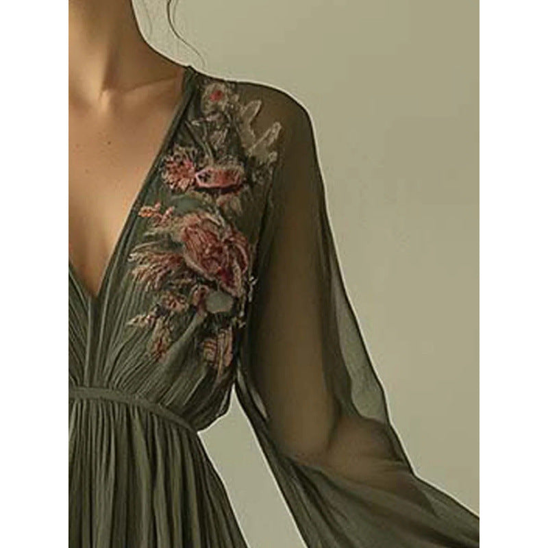 Damen Besticktes Chiffon Maxi Kleid WW