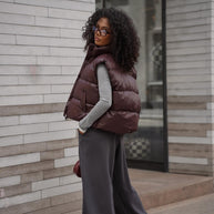 Damen Steppweste mit hohem Kragen und praktischem Reißverschluss WW