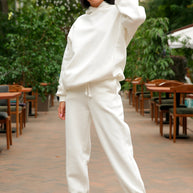 Damen Bequemer Hoodie und Jogginghose-Set mit Kapuze und elastischem Bund WW