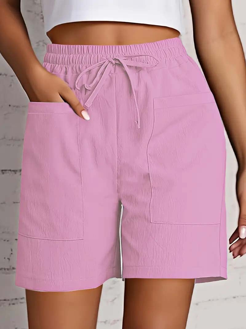Damen entspannte Shorts mit breitem Gummibund und praktischen Taschen WW