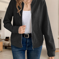 Damen Strickjacke mit Reißverschluss und strukturiertem Design WW