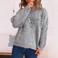 Damen Strickpullover mit glitzernden Applikationen WW