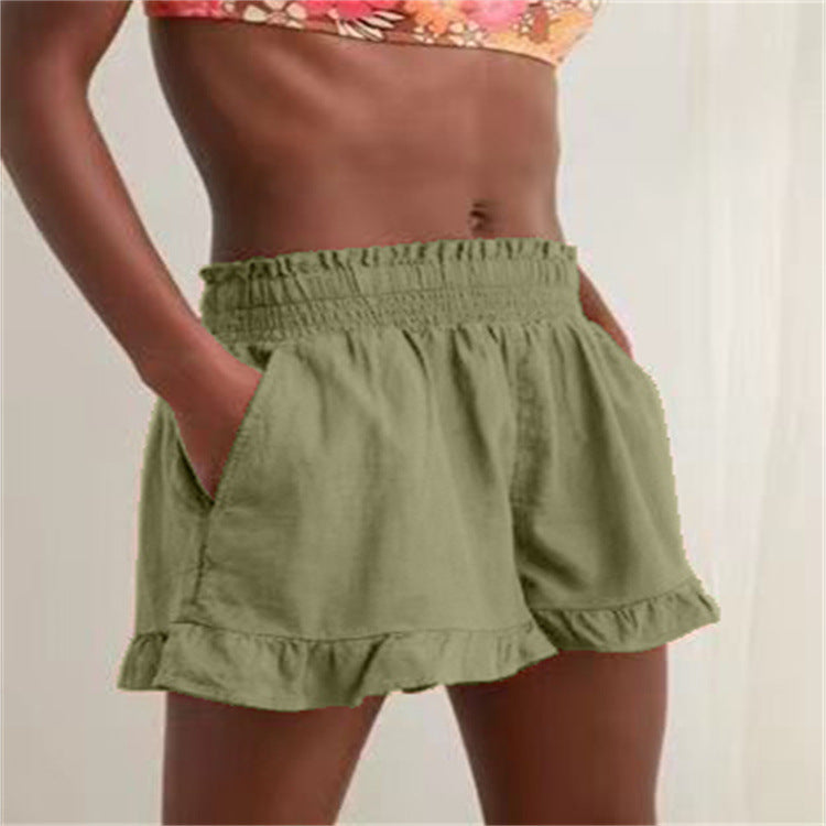 Damen Lockere Shorts mit Volant und Taschen WW