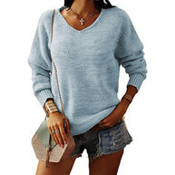 Damen Strickpullover mit V-Ausschnitt und lässiger Passform WW