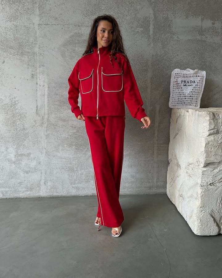 Damen Relaxed-Fit Loungewear-Set mit Reißverschluss und weitem Schnitt WW