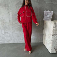 Damen Relaxed-Fit Loungewear-Set mit Reißverschluss und weitem Schnitt WW