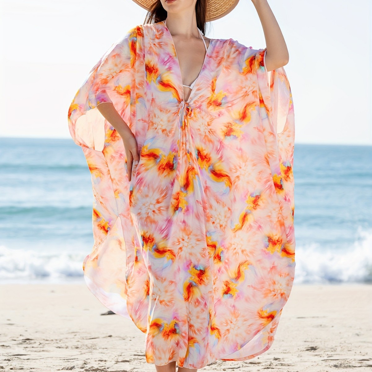 Damen Strandkleid mit lässigem Schnitt und floraler Musterung WW