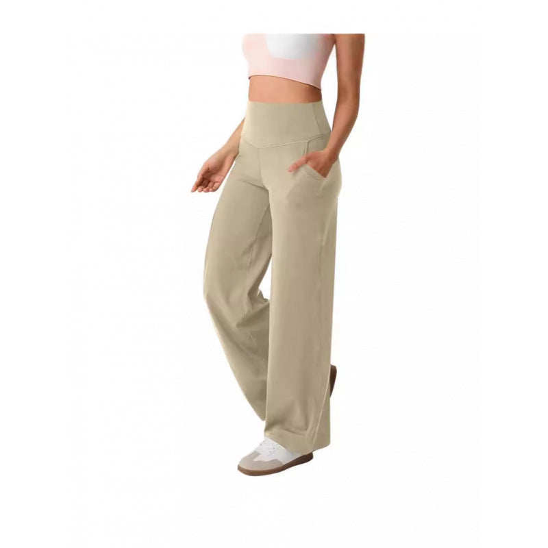 Damen weite High-Waist Freizeithose mit praktischen Taschen WW