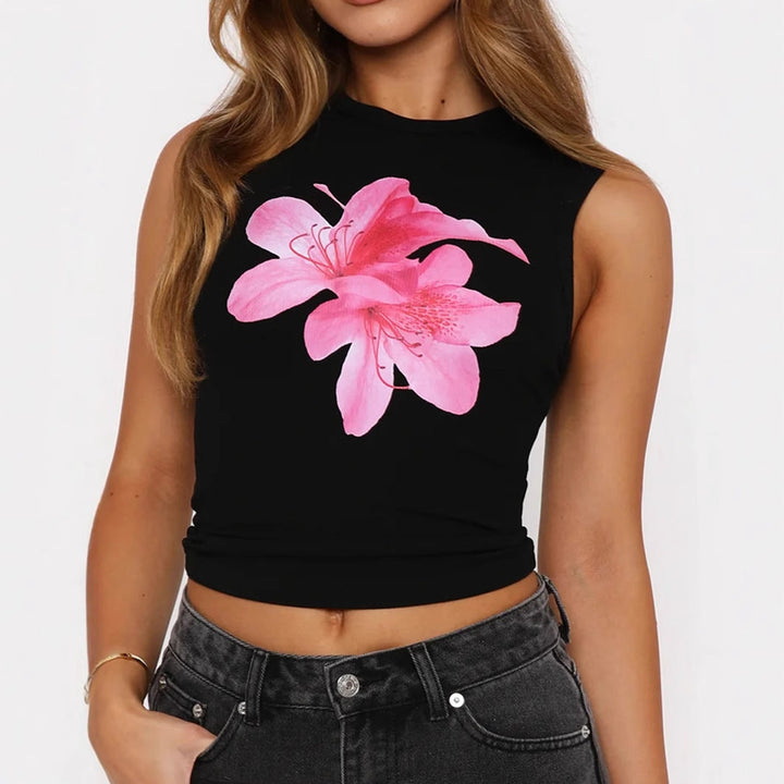 Damen Crop-Top mit floralem Print und figurbetontem Schnitt W&W Mode