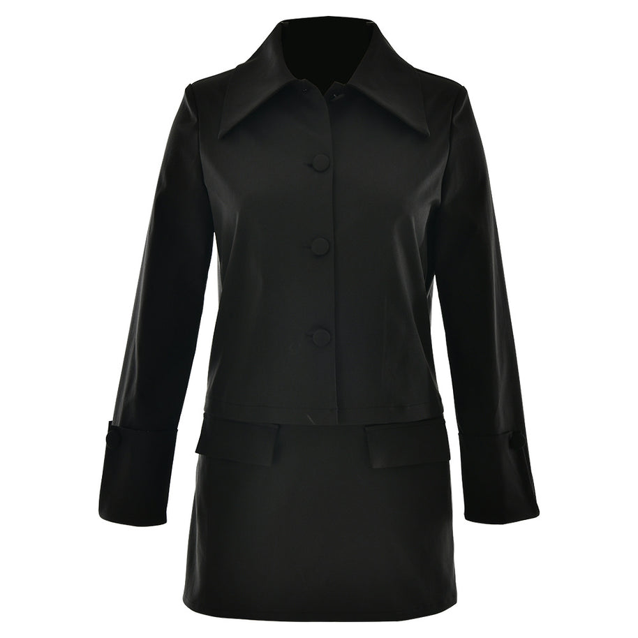 Damen Elegante Kurzjacke mit übergroßen Kragen und stilvollen Knopfdetails W&W