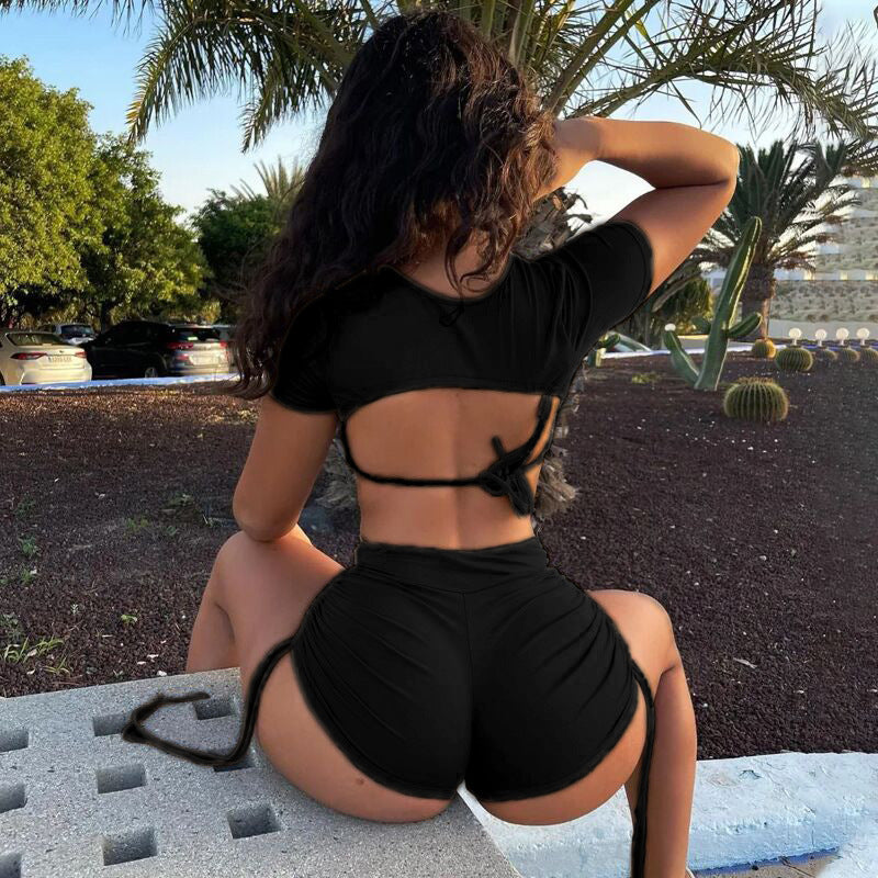 Damen Set mit kurzärmligem Oberteil und Shorts WW