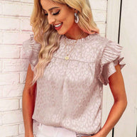 Damen Bluse mit modischen Rüschendetails und elegantem Leopardenmuster WW