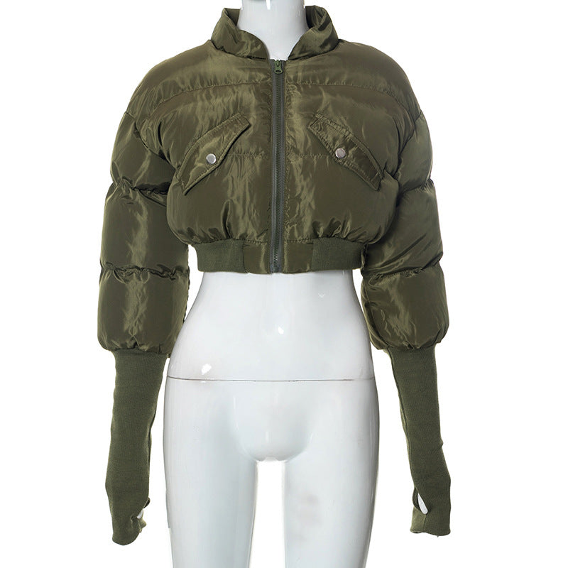 Damen Gekürzte Pufferjacke mit Verlängerten Ärmeln WW