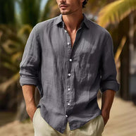 Herren lässige Leinenhemd WW
