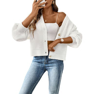 Damen lässige Strickjacke mit eleganter Knopfleiste und weitem Schnitt WW
