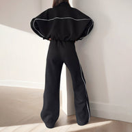 Damen Sportliches Loungewear-Set mit hohem Kragen und weitem Schnitt WW