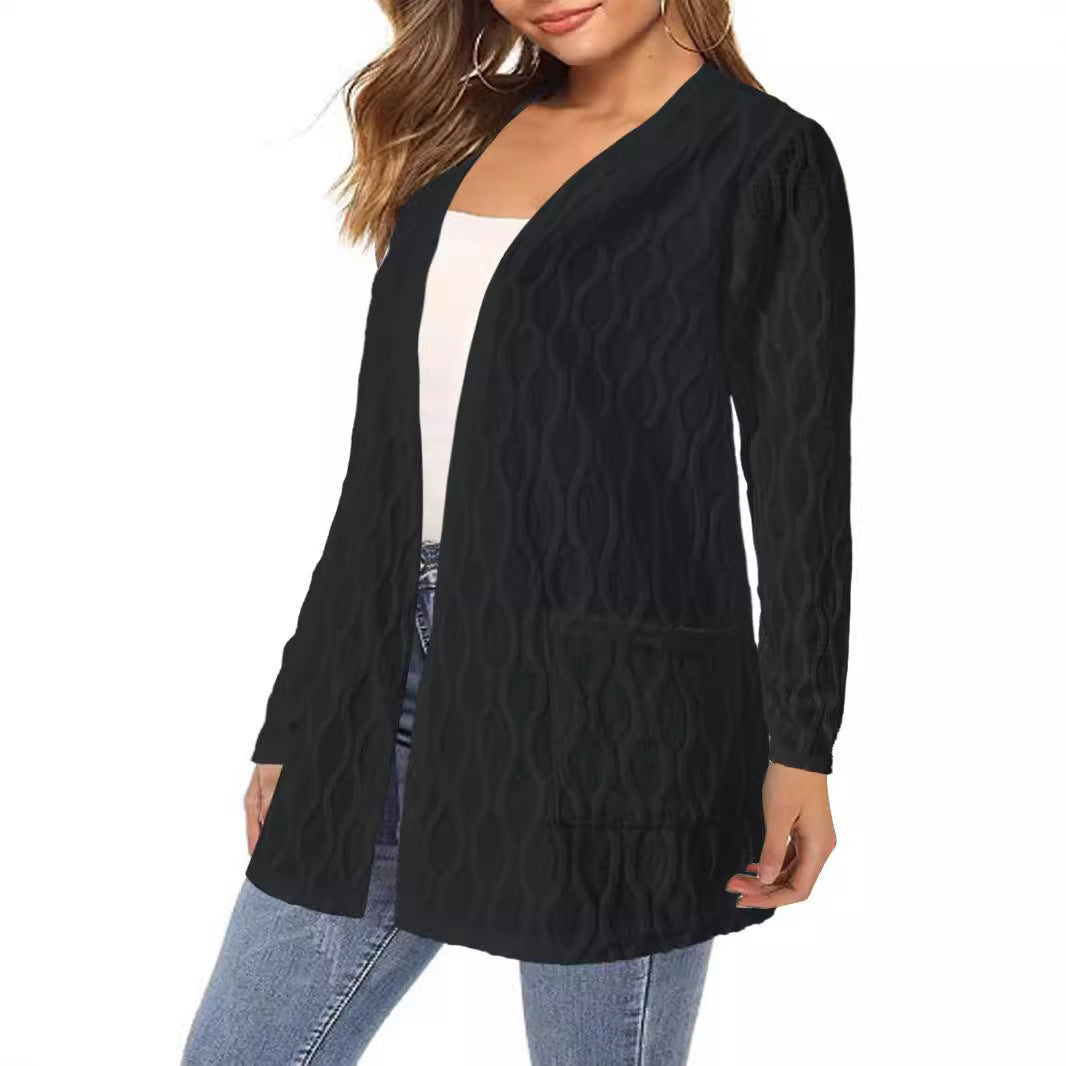 Damen Strickjacke mit strukturiertem Muster und lässigem Schnitt WW