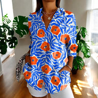 WW | Lebhafte Bluse mit Blumenknöpfen für Damen