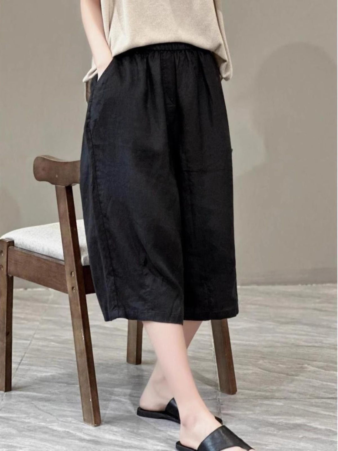 Damen Relaxed Fit Leinen Culotte Shorts W&W Mode