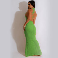 Damen figurbetontes Maxikleid mit modernem Kragen und elegantem Schnitt WW