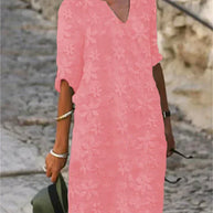 WW | Sommerkleid Aus Baumwolle Und Leinen Mit Blumenmuster