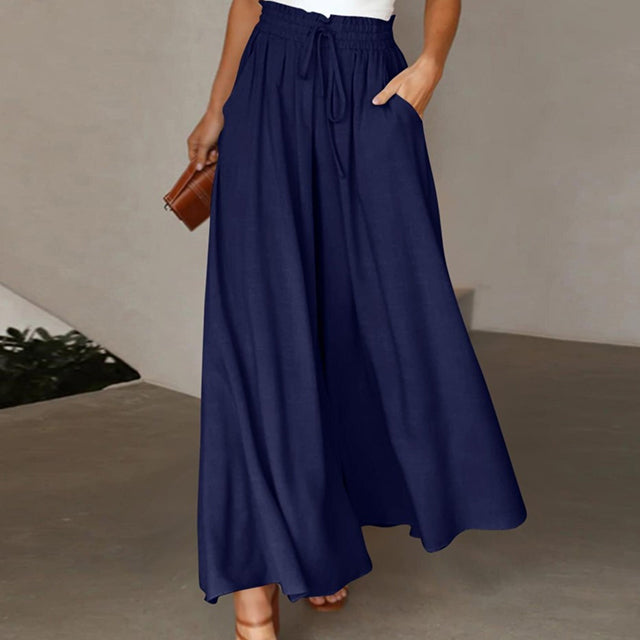 WW | Leichte Damen Leinenhose Mit Weitem Bein Für Frühling Und Sommer
