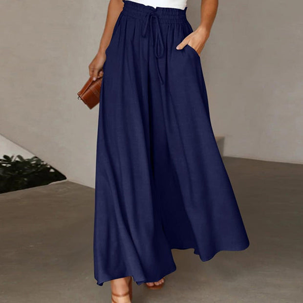 WW | Leichte Damen Leinenhose Mit Weitem Bein Für Frühling Und Sommer