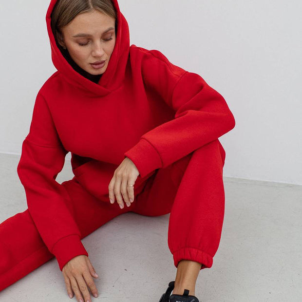 Damen sportliches Fleece-Set mit hohem Kragen WW