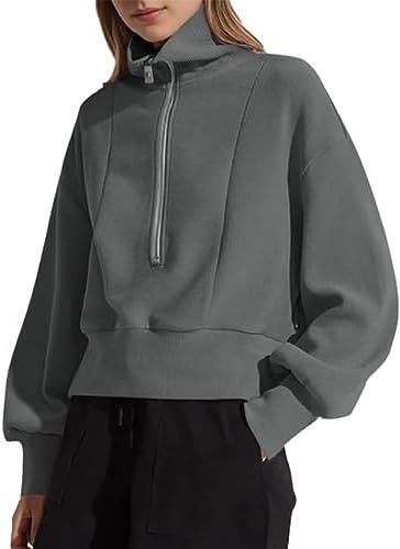 Damen sportlicher Zip-Pullover mit hohem Kragen WW