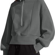 Damen sportlicher Zip-Pullover mit hohem Kragen WW