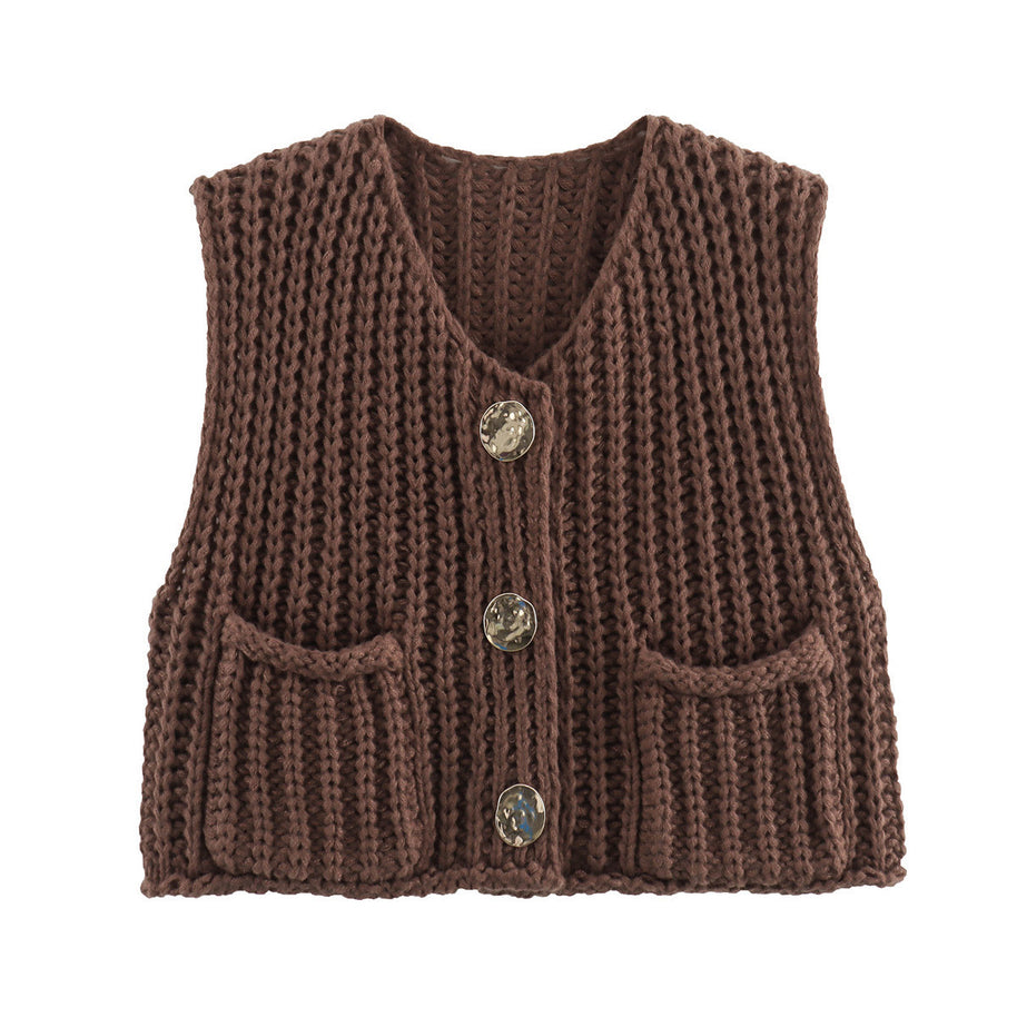 Damen Strickweste mit Taschen WW