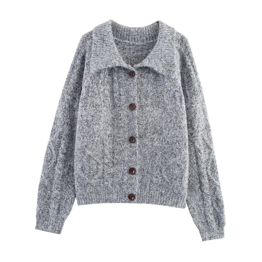 Damen Strickjacke mit schickem, weichem Stoff und dekorativen Knöpfen WW