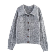 Damen Strickjacke mit schickem, weichem Stoff und dekorativen Knöpfen WW