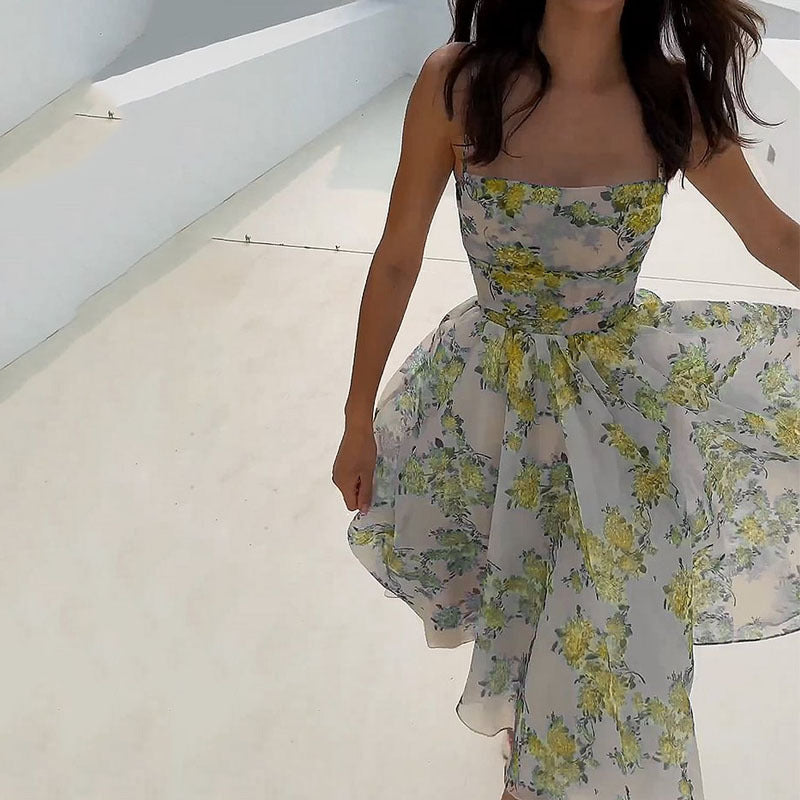WW | Elegantes Trägerdruck Hochwertiges Kleid