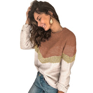 Damen gemusterter Pullover mit grafischem Strickdesign WW