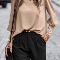 Damen Bluse mit eleganten Puffärmeln und fließendem Stoff WW