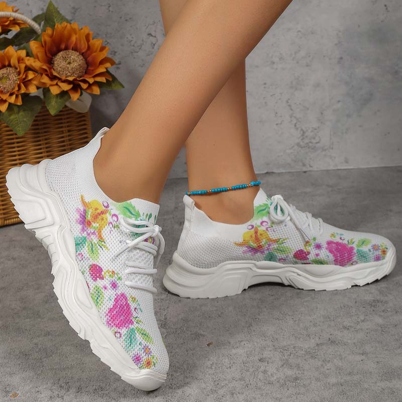 W&W Mode | Breite Sneaker Mit Blumenmuster Für Damen