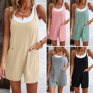 Damen lässiger Jumpsuit mit vorderen Taschen WW