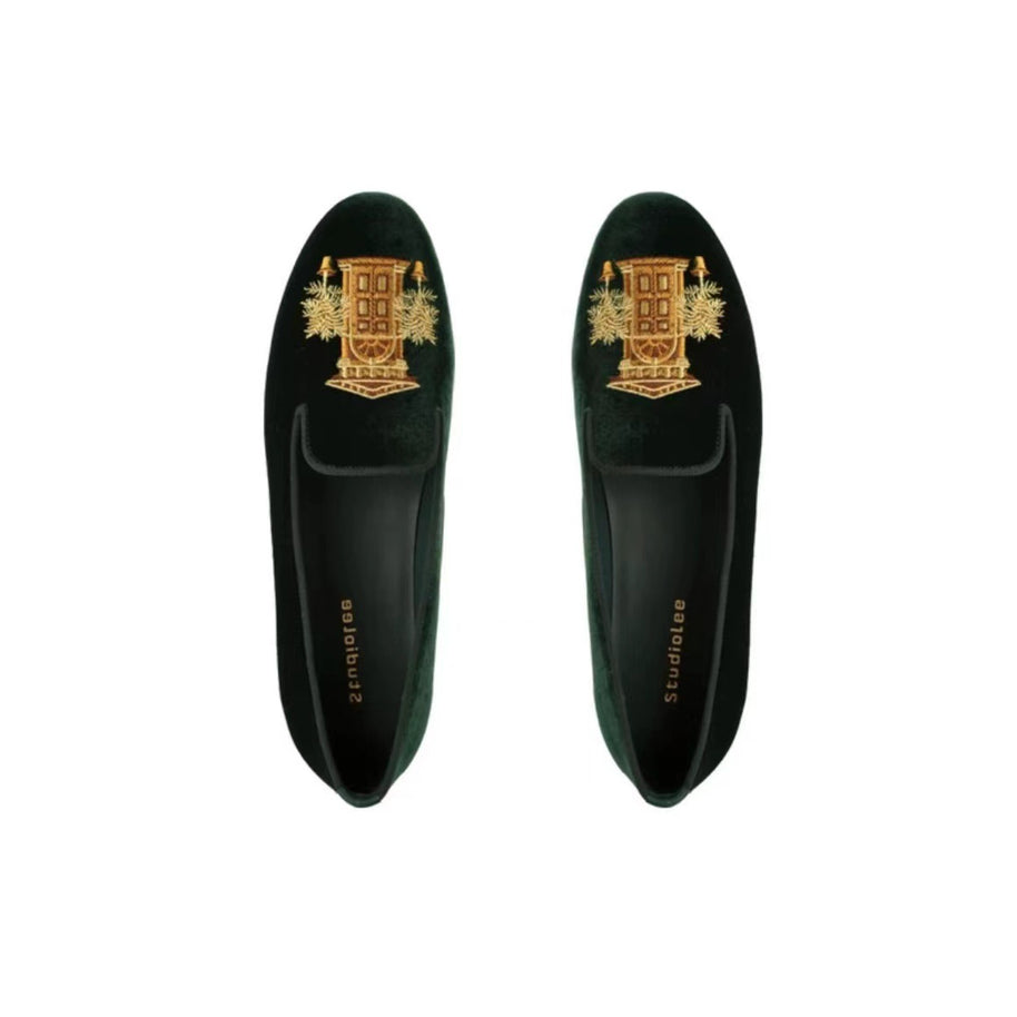 Damen Bestickte Samt Slipper WW