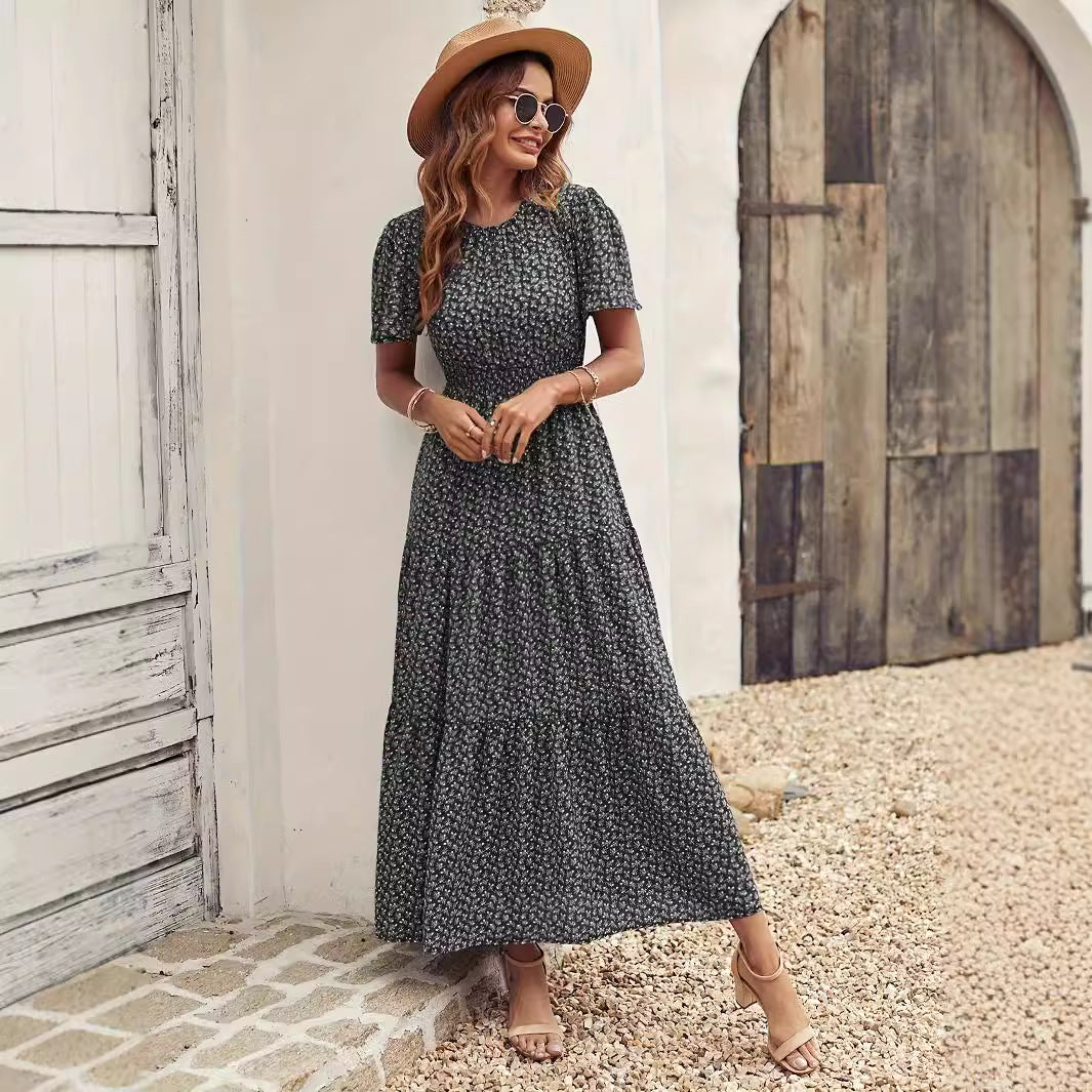 Damen Midikleid mit voluminösen Ärmeln und fließendem Rock W&W Mode